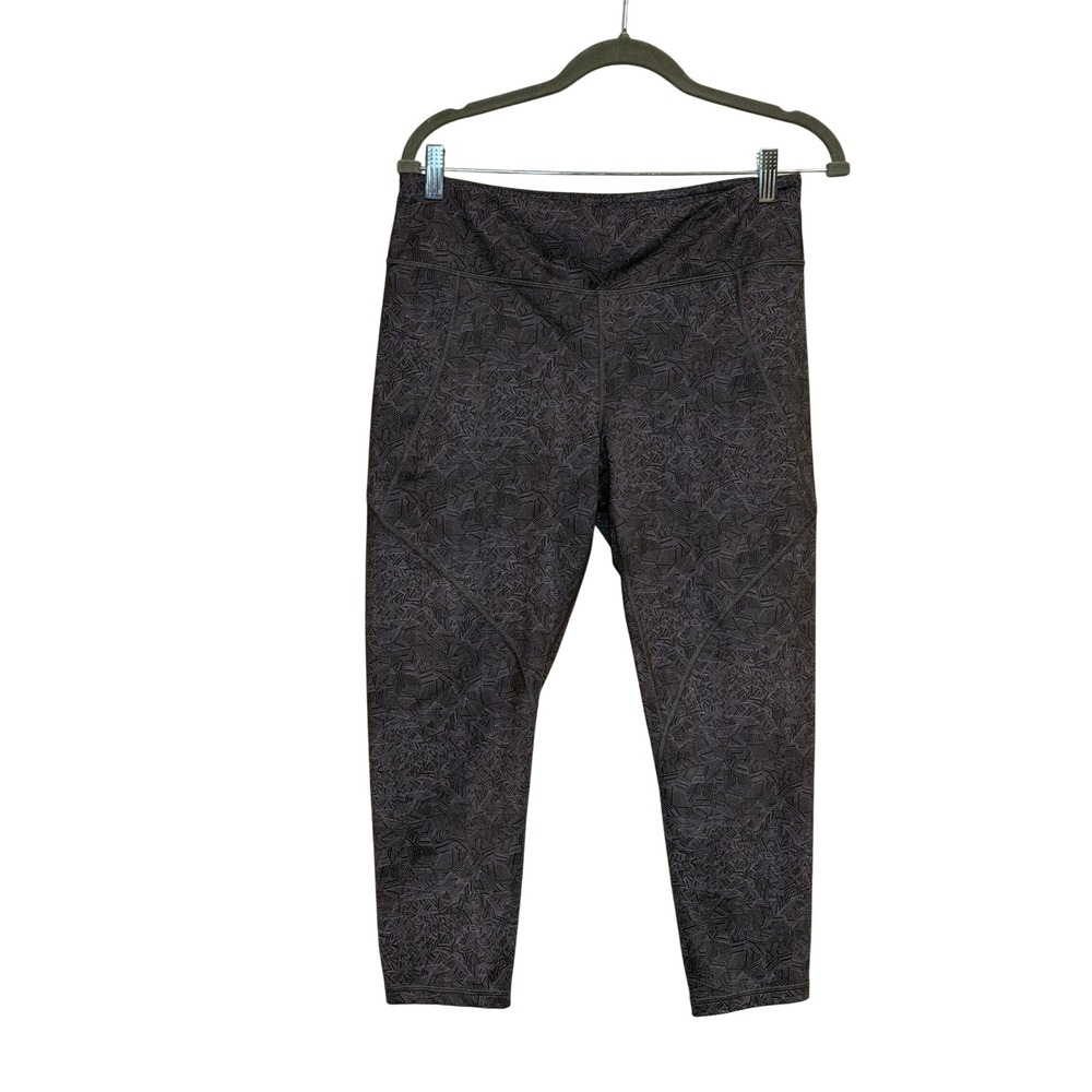 Patagonia Womens Grey Geometric Activewear Leggings Large Gorpcore Running Hike